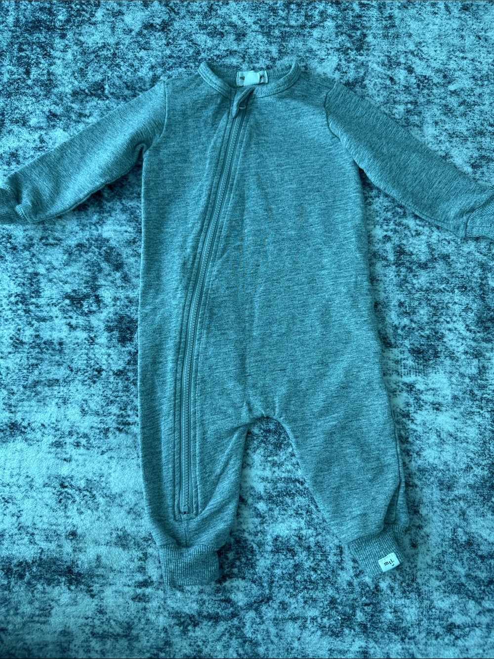 Cozy Heather Gray Zip-Front Baby Footie